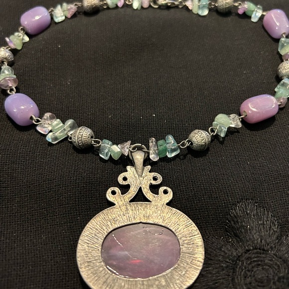 VTG Beautiful Fairycore Grunge Stone and silver metal choker. - Picture 7 of 8